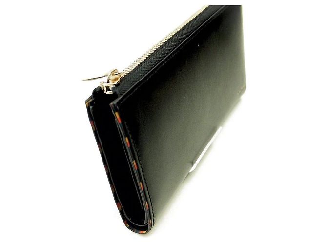 Paul Smith Bright Stripe Trim Leather Long Wallet Black - view 3