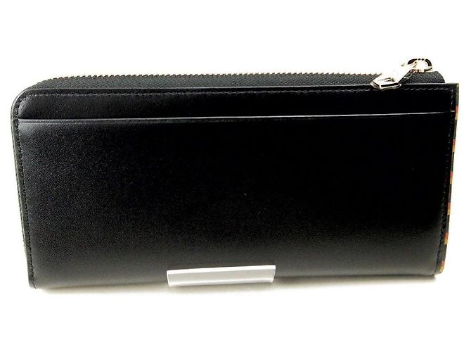 Paul Smith Bright Stripe Trim Leather Long Wallet Black - view 4
