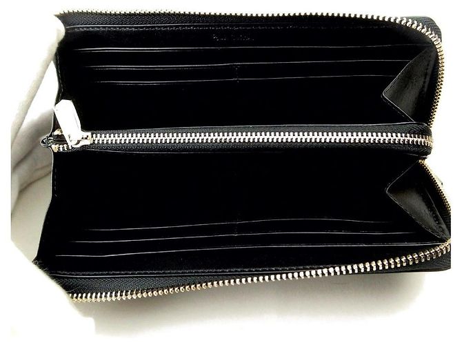 Paul Smith Bright Stripe Trim Leather Long Wallet Black - view 5