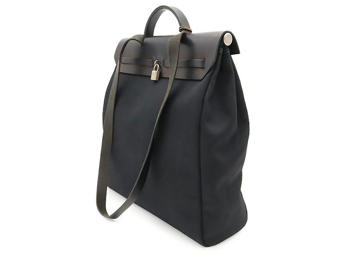 Hermès Handtasche schwarz Stoff - Ansicht 2