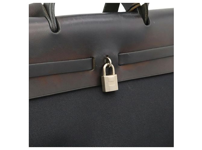 Hermès Handtasche schwarz Stoff - Ansicht 6