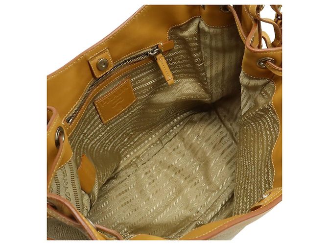 Prada Logo Jacquard Schultertasche Braun Beige - Ansicht 5