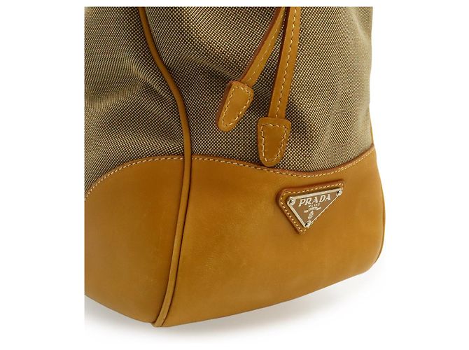 Prada Logo Jacquard Schultertasche Braun Beige - Ansicht 8