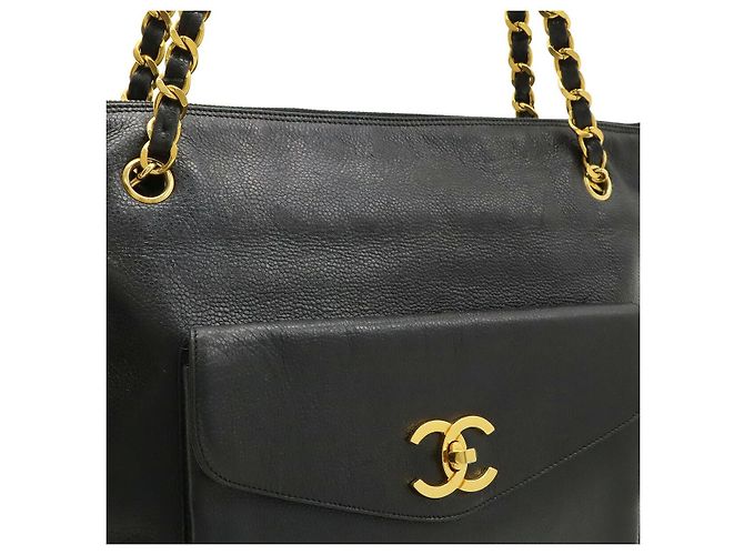 Borsa Tote Chanel Coco Mark Chain Nero - vista 8