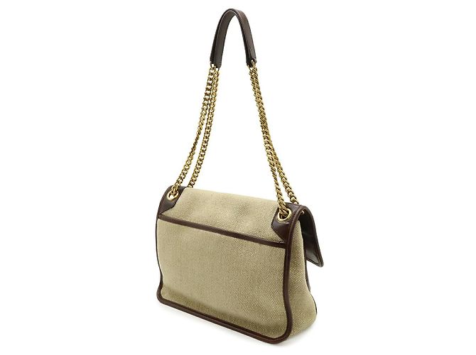 Borsa a tracolla con catena Yves Saint Laurent Niki Marrone Beige - vista 2