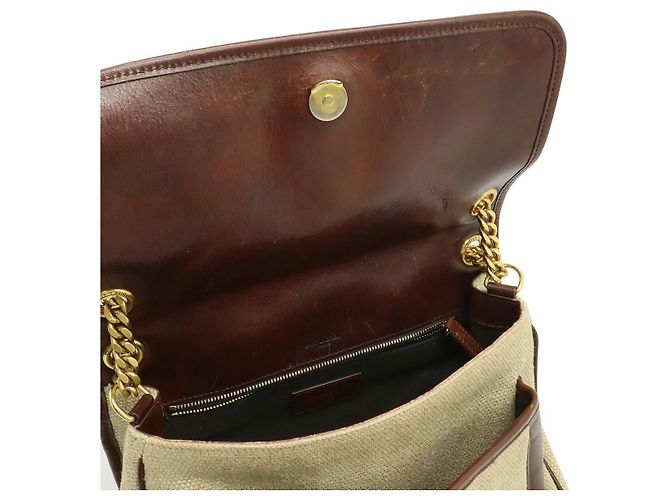 Borsa a tracolla con catena Yves Saint Laurent Niki Marrone Beige - vista 6