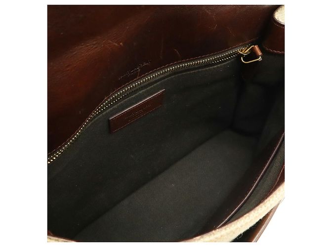 Borsa a tracolla con catena Yves Saint Laurent Niki Marrone Beige - vista 7