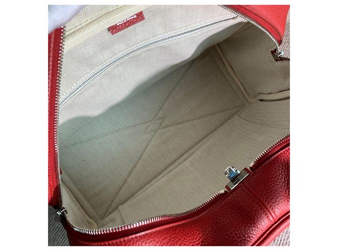 Borsa Hermès Victoria 35 in pelle rossa Rosso - vista 8