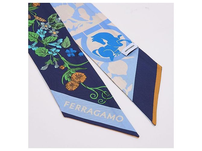 Sciarpa Salvatore Ferragamo Pegasus Blu Navy - vista 3