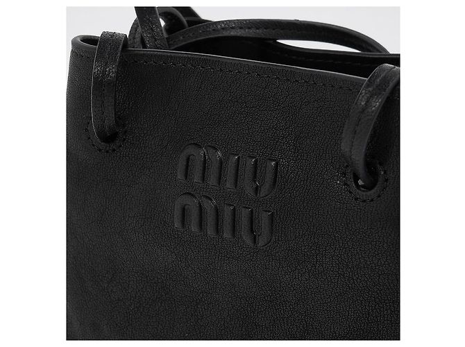 Miu Miu Borsa a tracolla in pelle nappa da donna AEFX Nero - vista 6