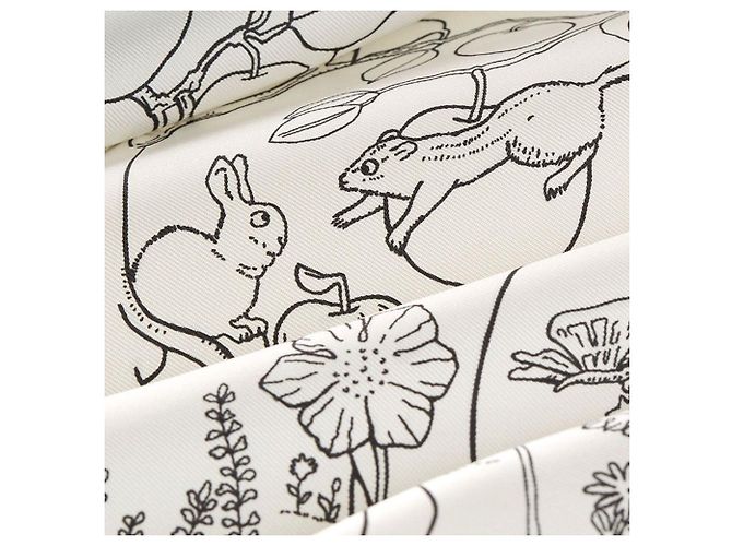 Foulard Hermès 45 Bianco e Nero in Seta - vista 5