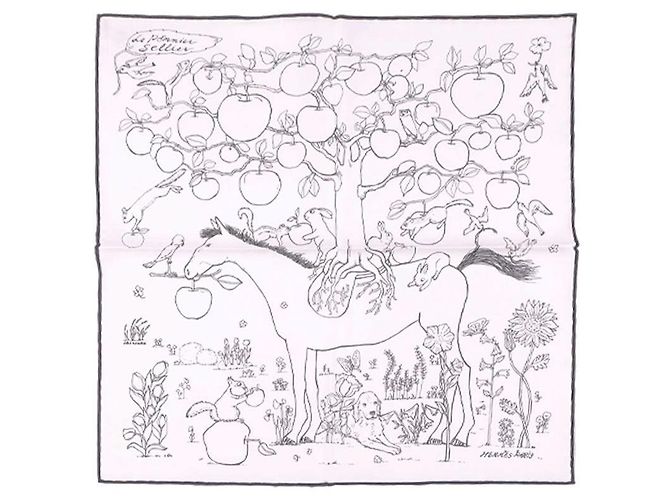 Foulard Hermès 45 Bianco e Nero in Seta - vista 7