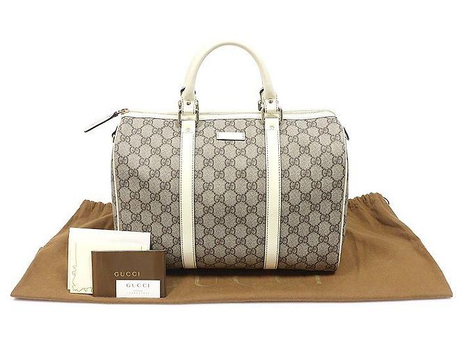 Gucci Bolso Boston Joy Medium de PVC blanco charol con logo GG Castaño - vista 2
