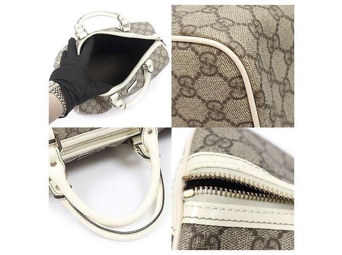 Gucci Bolso Boston Joy Medium de PVC blanco charol con logo GG Castaño - vista 6