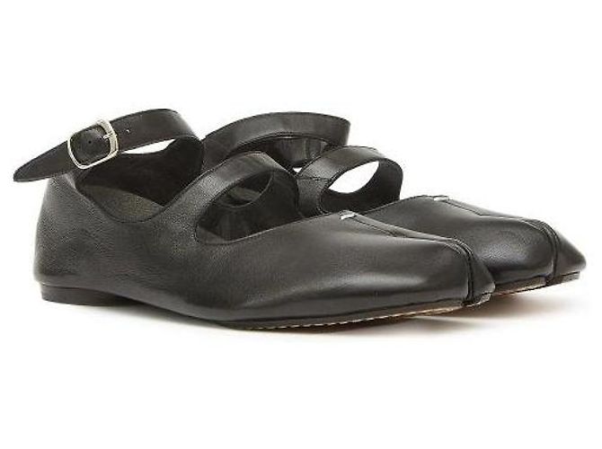Maison Martin Margiela Ballerine Tabi in pelle Nero - vista 4