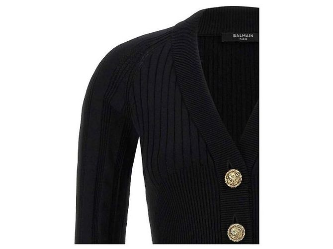 Balmain Leichter Strick-Cardigan mit V-Ausschnitt und Knöpfen Schwarz - Ansicht 5