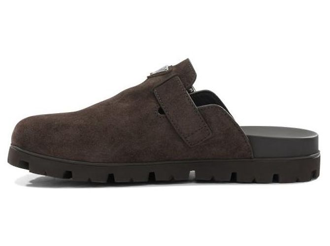 Mule Prada in camoscio marrone - vista 5