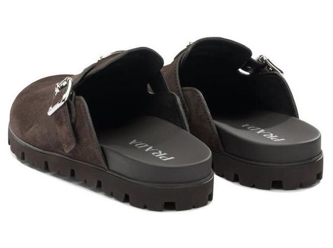 Mule Prada in camoscio marrone - vista 6