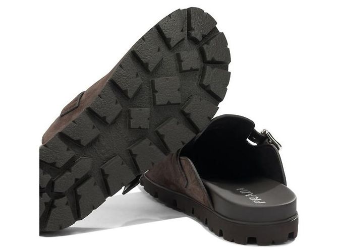 Mule Prada in camoscio marrone - vista 7