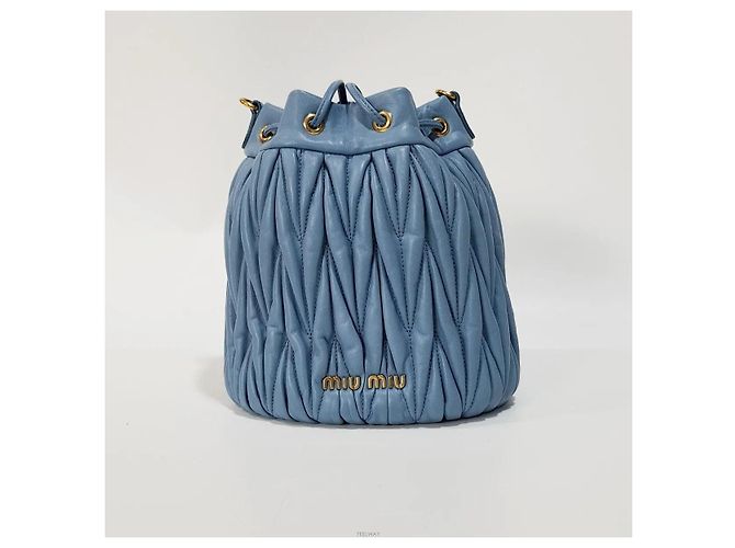 Borsa a secchiello Miu Miu Matelassé blu in pelle - vista 2