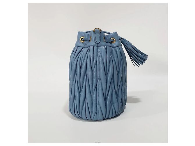 Borsa a secchiello Miu Miu Matelassé blu in pelle - vista 3