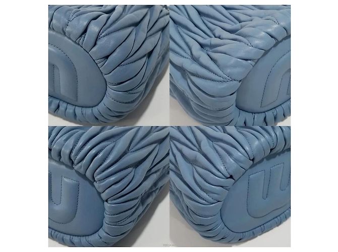 Borsa a secchiello Miu Miu Matelassé blu in pelle - vista 7
