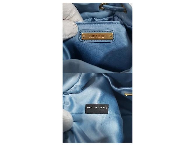 Borsa a secchiello Miu Miu Matelassé blu in pelle - vista 9
