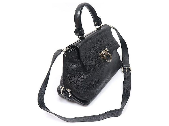Salvatore Ferragamo Black Calfskin Gancini Sophia Small Nero - vista 3