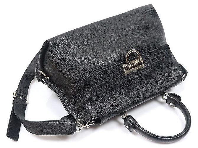 Salvatore Ferragamo Black Calfskin Gancini Sophia Small Nero - vista 4