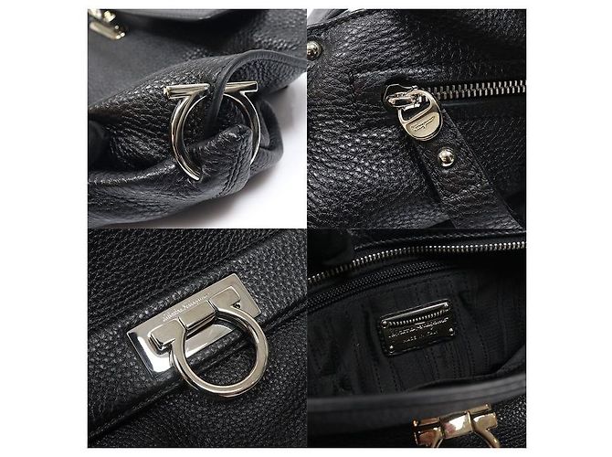 Salvatore Ferragamo Black Calfskin Gancini Sophia Small Nero - vista 7