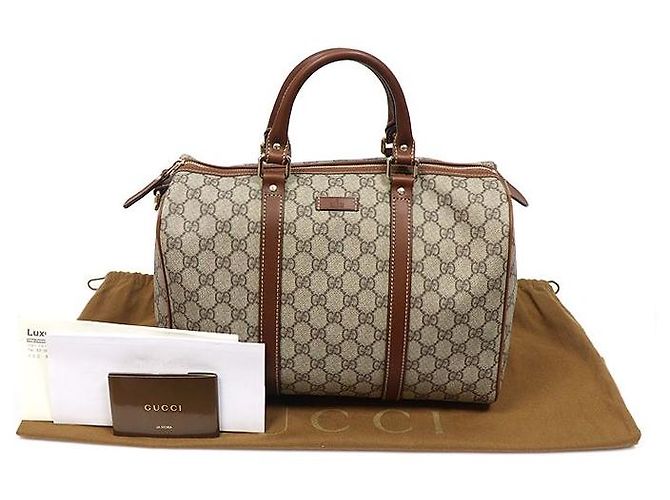 Gucci Borsa Boston Media Tote Pelle Marrone Logo GG - vista 2