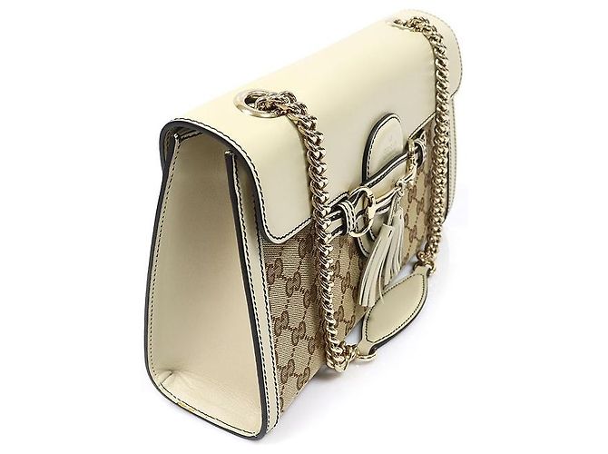 Gucci Bolso de hombro Emily de piel marfil con logo GG jacquard y borla Castaño - vista 4