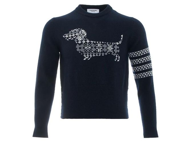Thom Browne Merino Wool Holiday Hector Strickpullover Blau - Ansicht 3
