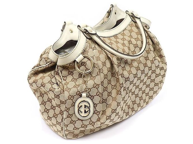 Gucci Borsa Tote Sukey Large in pelle bianca Marrone - vista 3