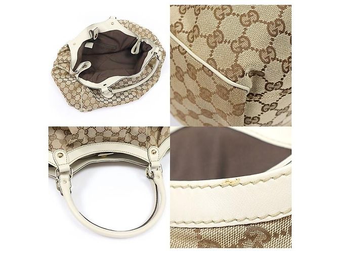 Gucci Borsa Tote Sukey Large in pelle bianca Marrone - vista 6