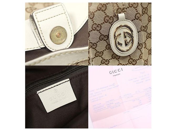 Gucci Borsa Tote Sukey Large in pelle bianca Marrone - vista 7