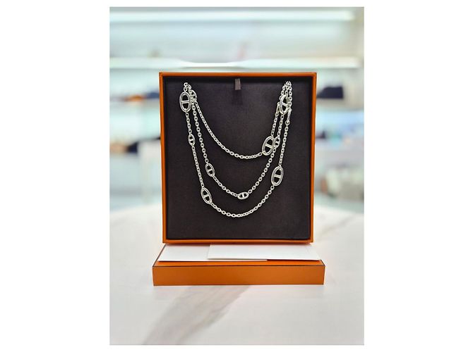 Hermès Lange Halskette in Silber - Ansicht 9
