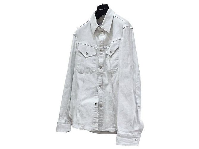 Salvatore Ferragamo Jeansjacke Hellgrau Braun - Ansicht 2