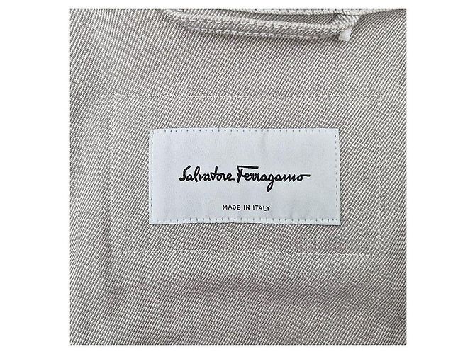 Salvatore Ferragamo Jeansjacke Hellgrau Braun - Ansicht 4