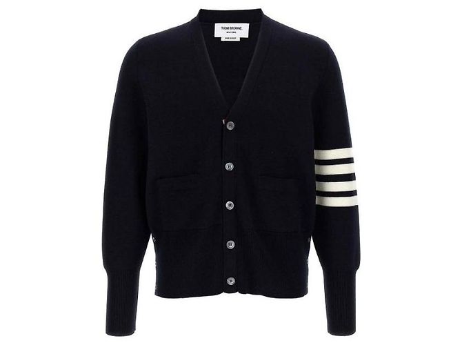 Rebeca Thom Browne 4-Bar de lana con cuello en V azul marino - vista 3