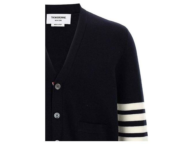 Rebeca Thom Browne 4-Bar de lana con cuello en V azul marino - vista 5