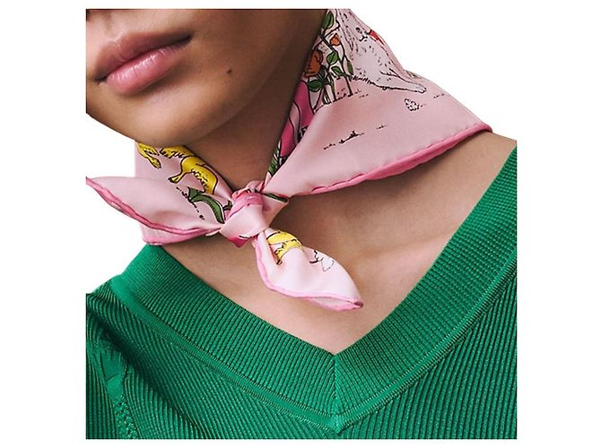 Hermès Bufanda Le Pommier Sellier Rosa - vista 4