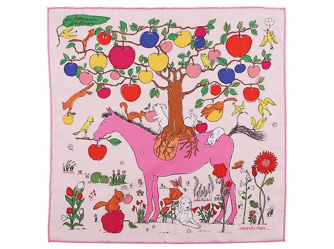 Hermès Bufanda Le Pommier Sellier Rosa - vista 7