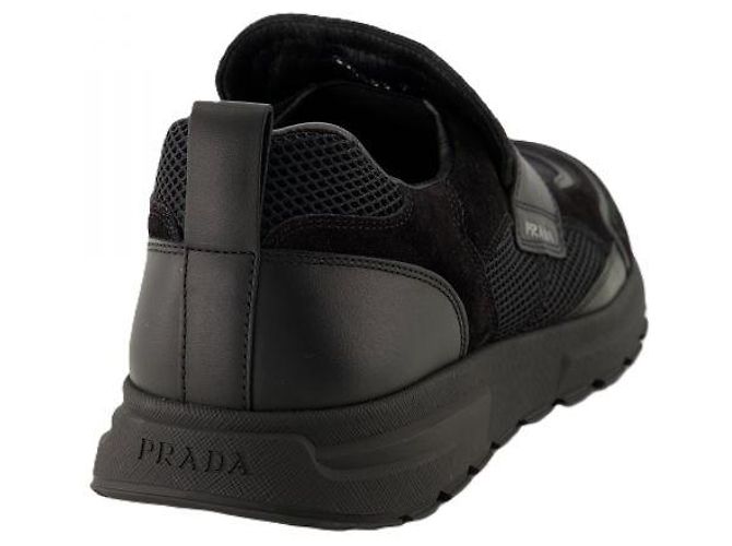 Prada Sneakers Frac Mesh Leather Nero - vista 6