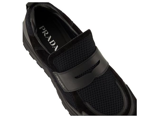 Prada Sneakers Frac Mesh Leather Nero - vista 7