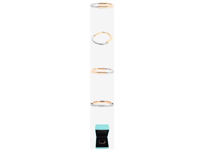 Tiffany & Co Bracciale Lock Half Pave Small Rose Gold Bianco - vista 2