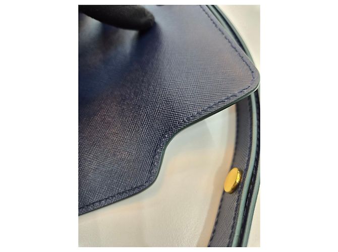 Marni Borsa a tracolla e crossbody Trunk media in Saffiano Blu - vista 22