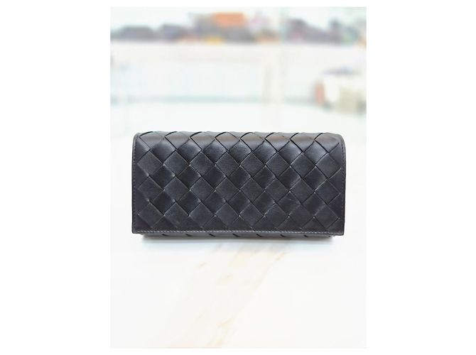 Bottega Veneta Großes Intrecciato Long Wallet mit Klappe Schwarz - Ansicht 10