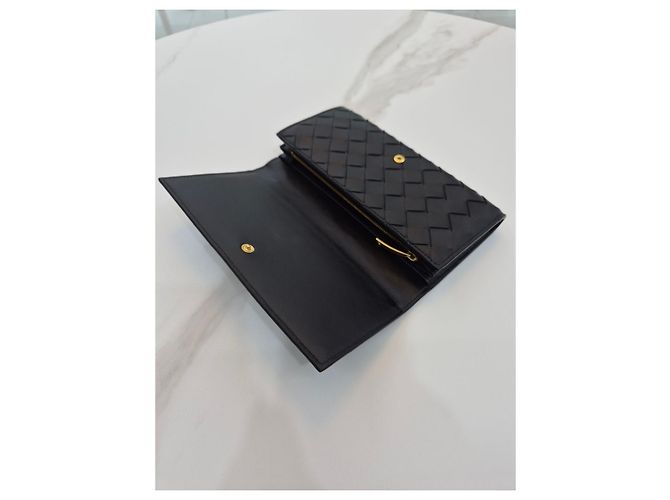 Bottega Veneta Großes Intrecciato Long Wallet mit Klappe Schwarz - Ansicht 18