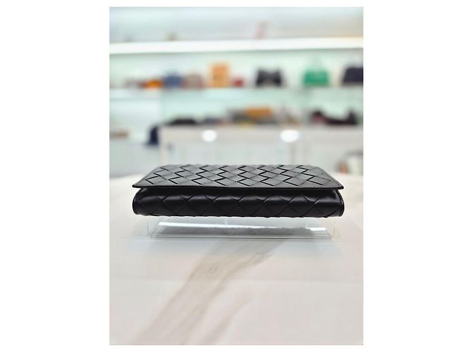 Bottega Veneta Großes Intrecciato Long Wallet mit Klappe Schwarz - Ansicht 7